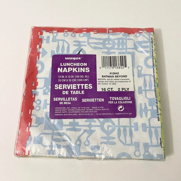 Vtg 1999 Batman Beyond Napkins Birthday Party Supplies Luncheon Beverage Napkins - Picture 5 of 11